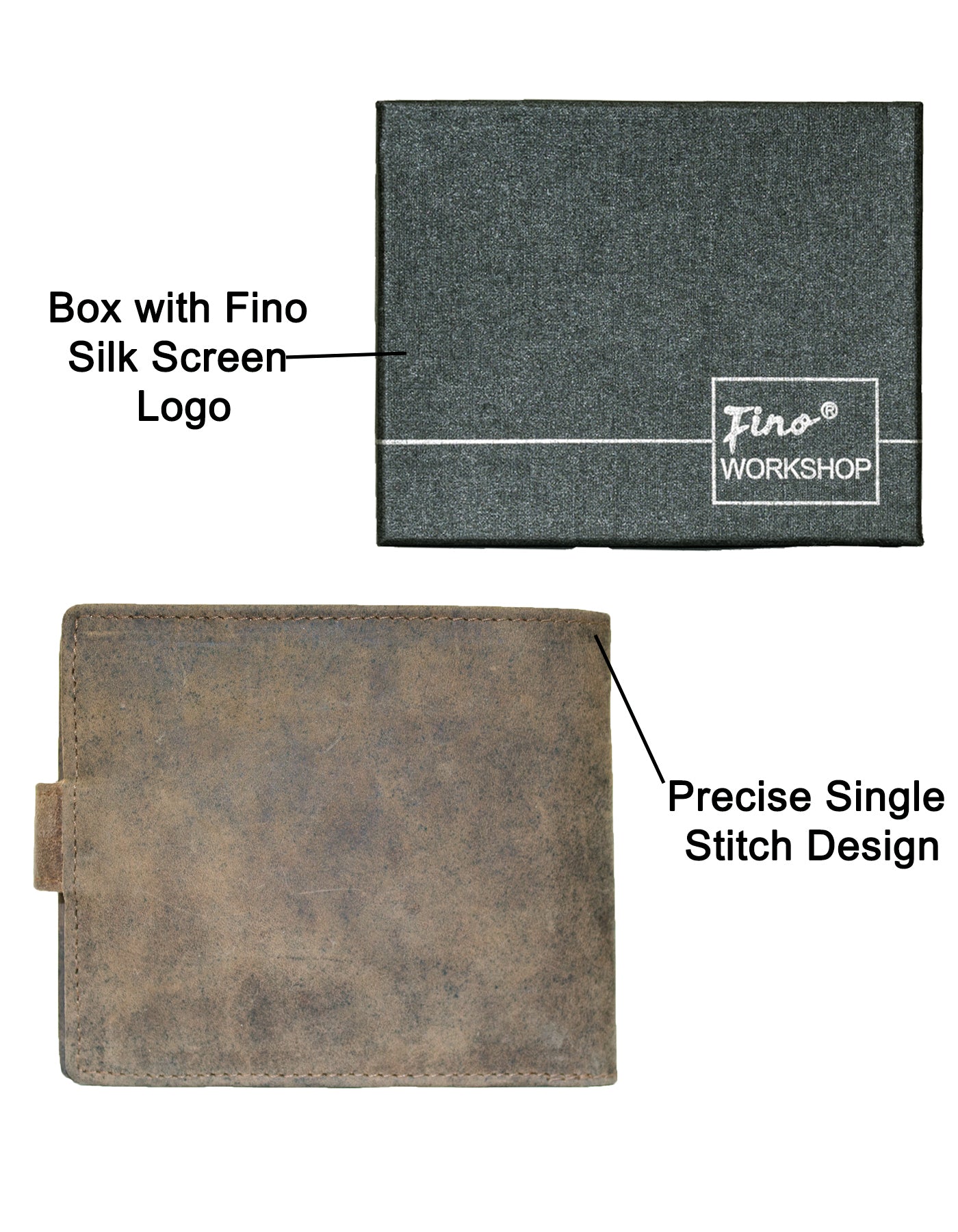 Fino SK-LVMK1 Full Grain Genuine Leather Men’s Clip Closure Wallet - Coffee