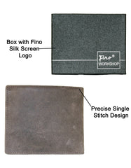 Fino SK-LVMK1 Full Grain Genuine Leather Men’s Bi-fold Wallet - Dark Coffee