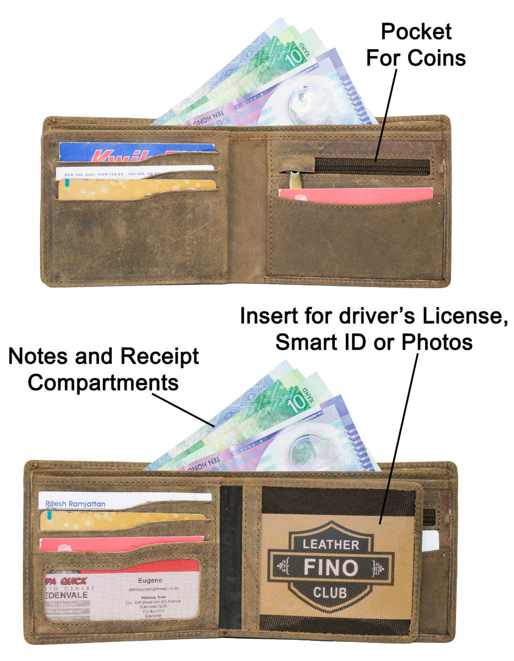 Fino SK-LVMK2 Full Grain Genuine Leather Men’s Bi-fold Wallet