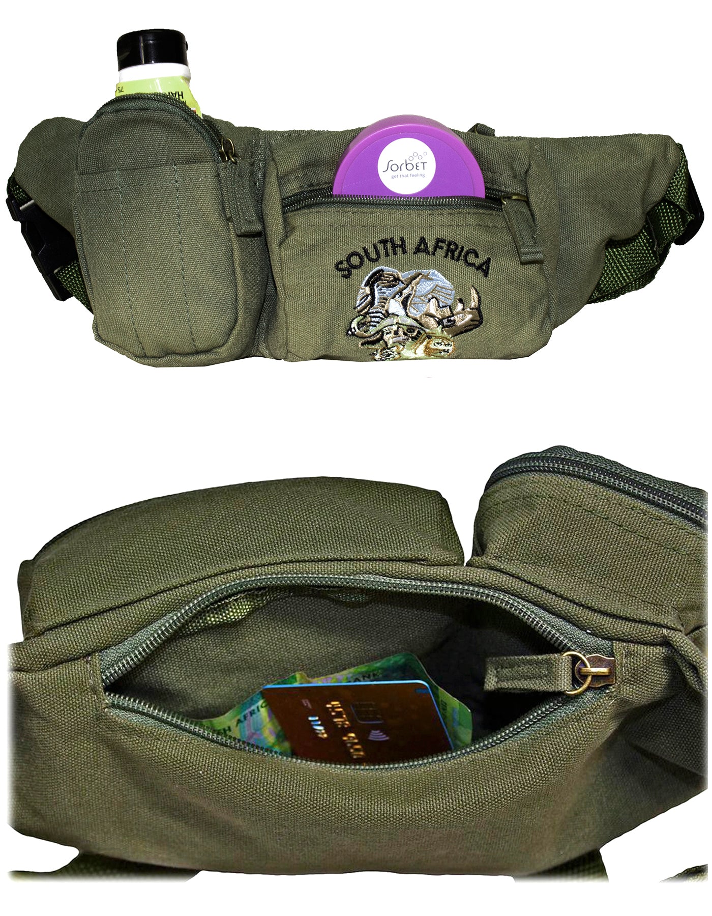 Fino SK-MB729 Canvas Waist Bag/Souvenir Bags with SA Big five Embroidery