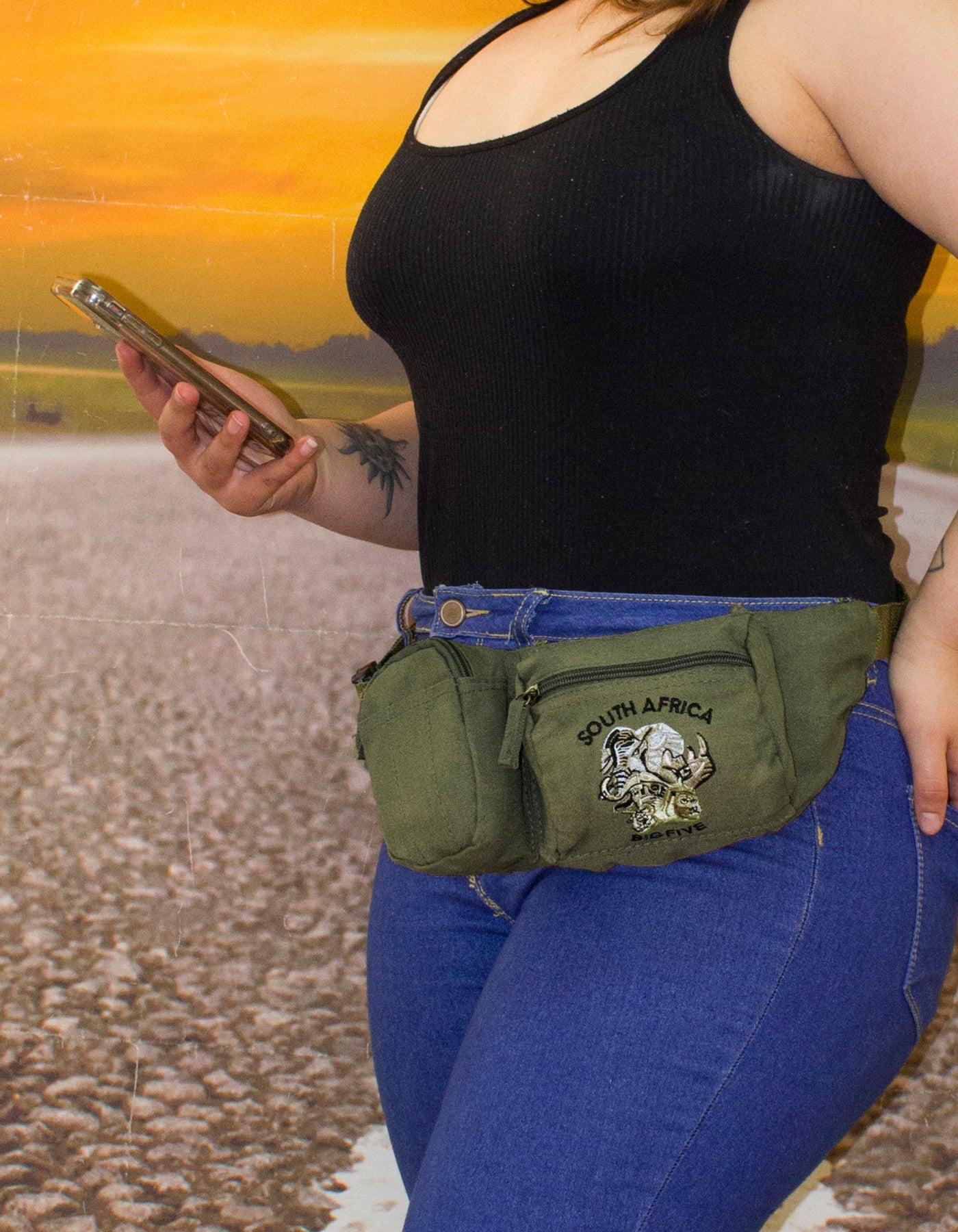 Fino SK-MB729 Canvas Waist Bag/Souvenir Bags with SA Big five Embroidery