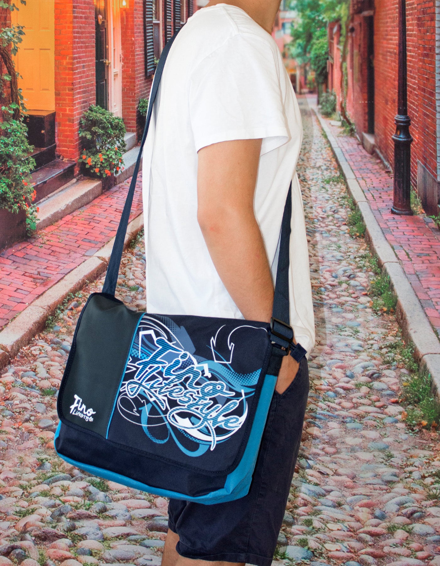 Fino SK-X2221 Lifestyle Unisex Polyester Graffiti Messenger School Bag