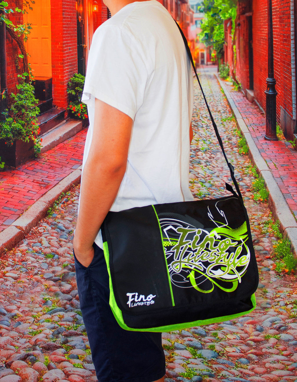 Fino SK-X2221 Lifestyle Unisex Polyester Graffiti Messenger School Bag