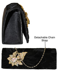 Fino T882 Elegant & Fancy Women’s Satin Clutch Bag with Chain