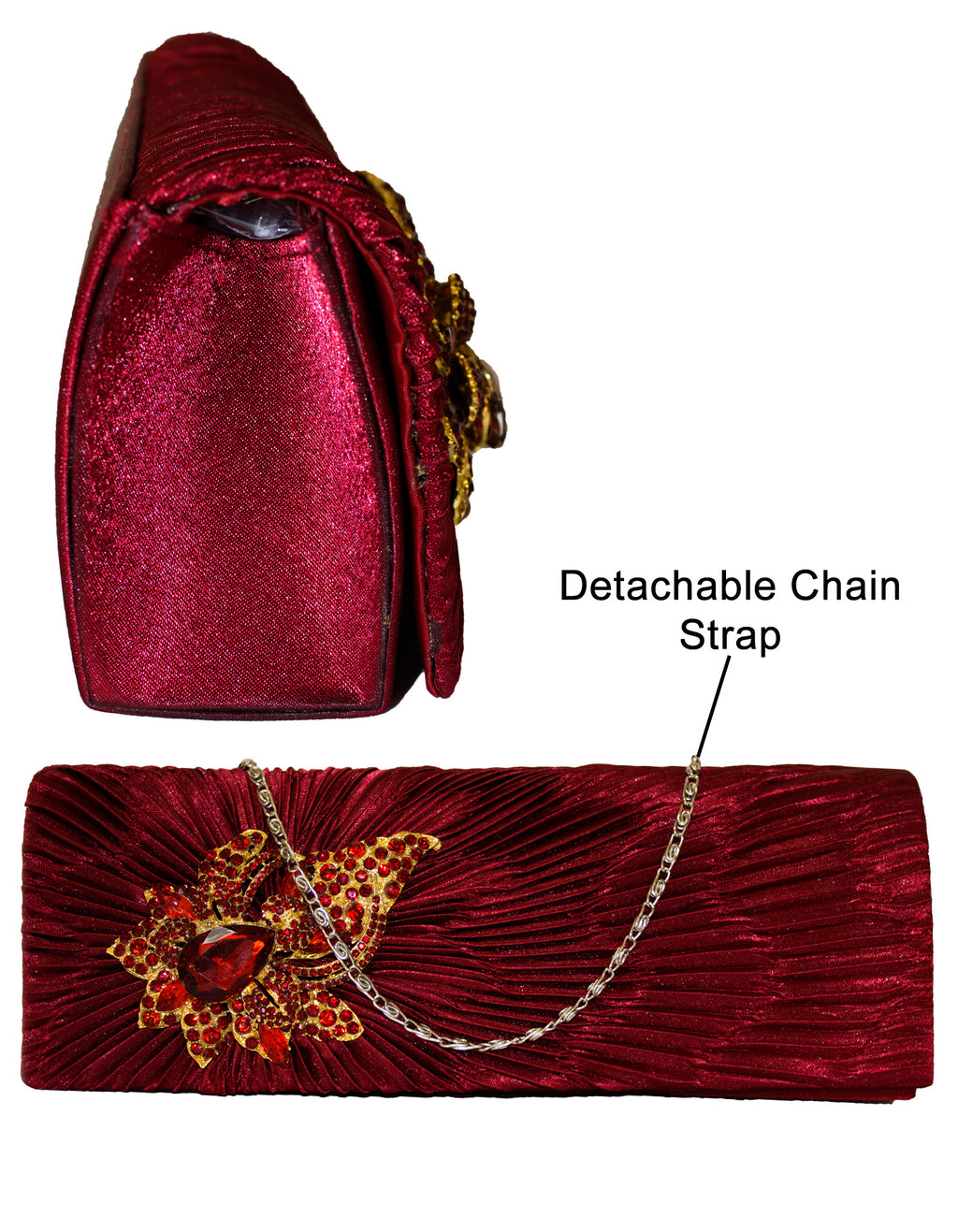 Fino T882 Elegant & Fancy Women’s Satin Clutch Bag with Chain