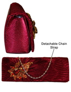 Fino T882 Elegant & Fancy Women’s Satin Clutch Bag with Chain