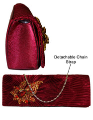 Fino T882 Elegant & Fancy Women’s Satin Clutch Bag with Chain