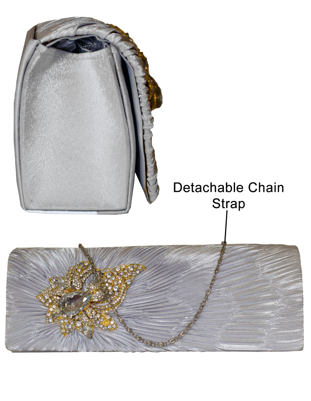 Fino T882 Elegant & Fancy Women’s Satin Clutch Bag with Chain