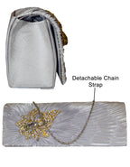 Fino T882 Elegant & Fancy Women’s Satin Clutch Bag with Chain