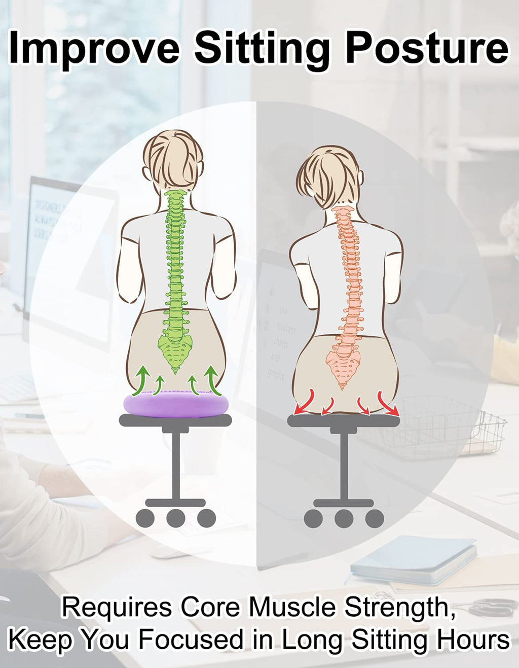 Tumaz WB0113 Premium Wobble Cushion - Wiggle Seat Improves Sitting Posture