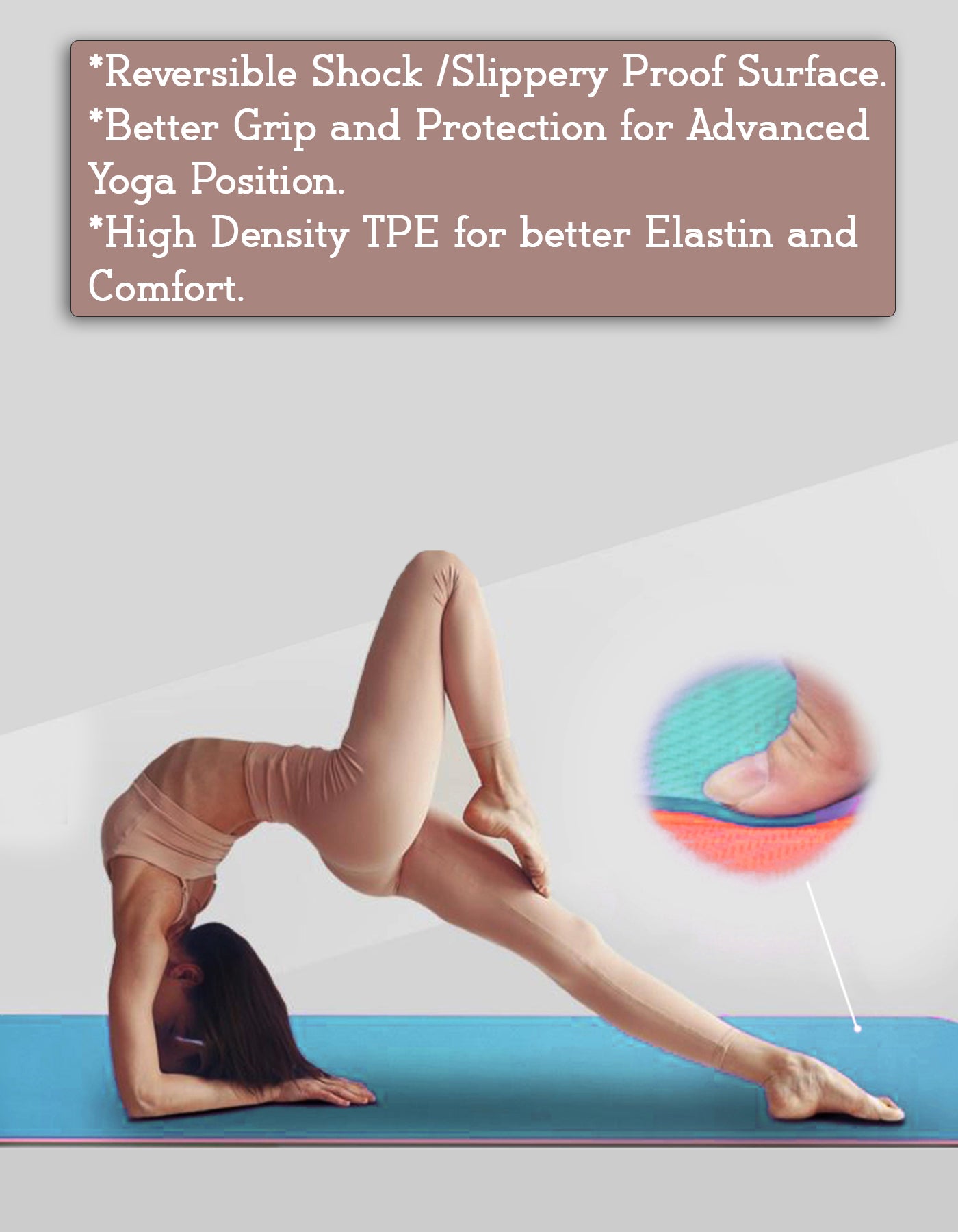 Tumaz Premium Eco Anti Slip TPE Reversible Yoga Mat with Carry Strap