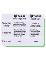 Tumaz Premium Eco Anti Slip TPE Reversible Yoga Mat with Carry Strap