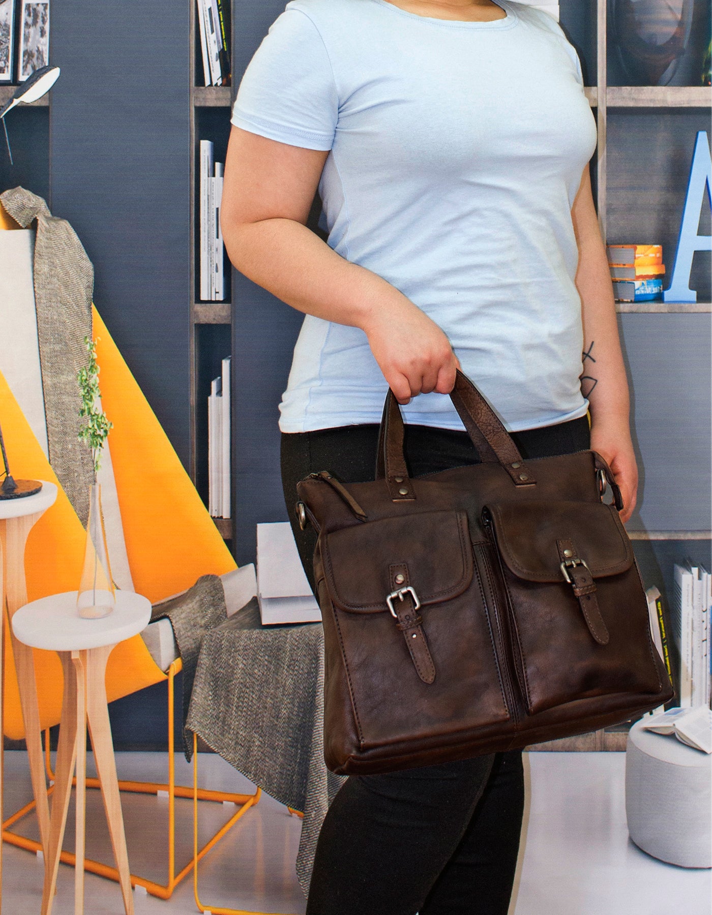 Fino Full Grain Italian Aniline Nappa Leather Women s Laptop Bag