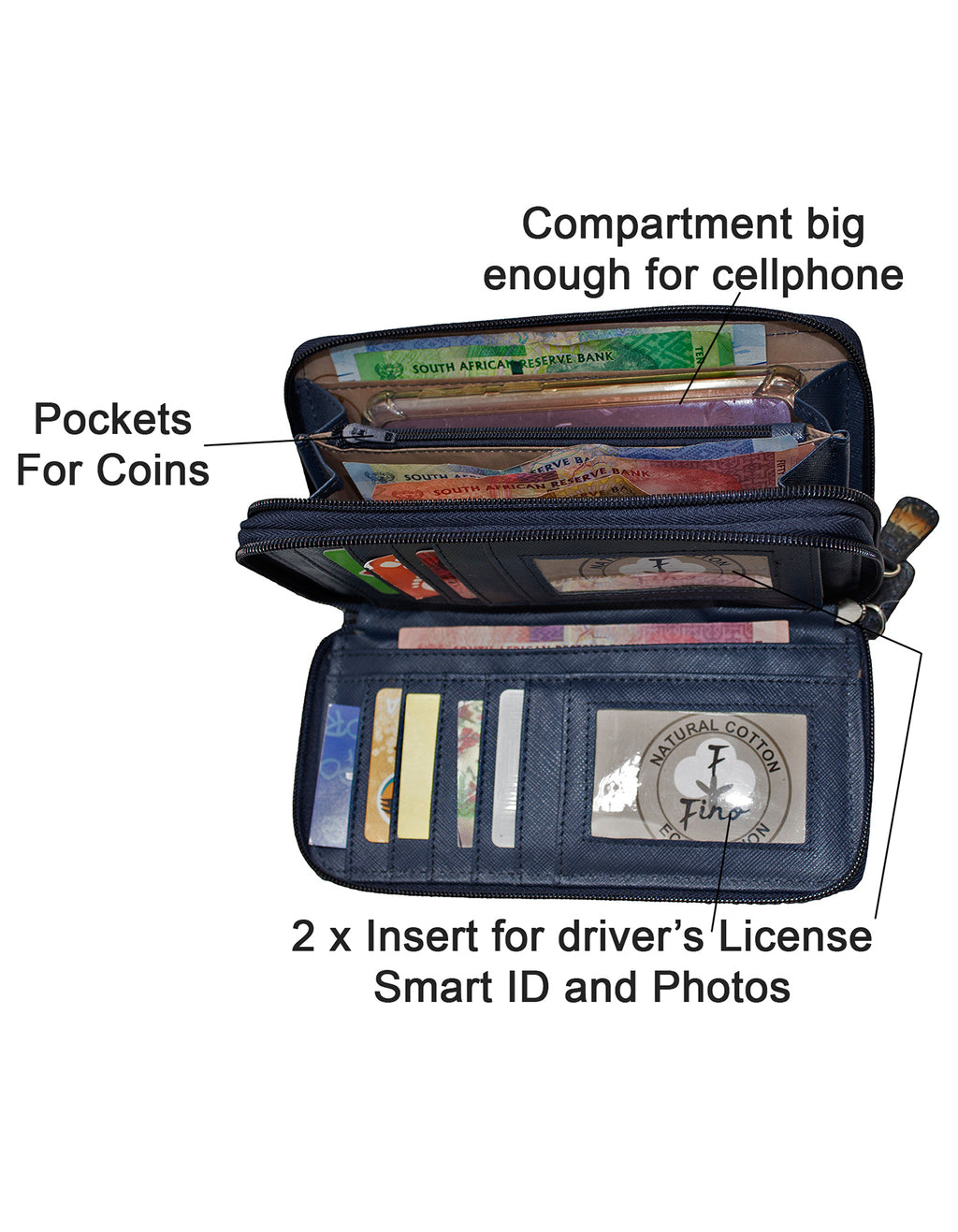 Fino 1003-798 Satin Grab & Go All in 1 Purse with Cellphone Pouch