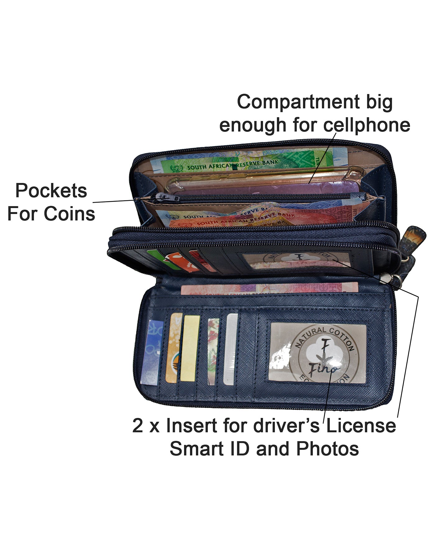 Fino 1003-798 Satin Grab & Go All in 1 Purse with Cellphone Pouch