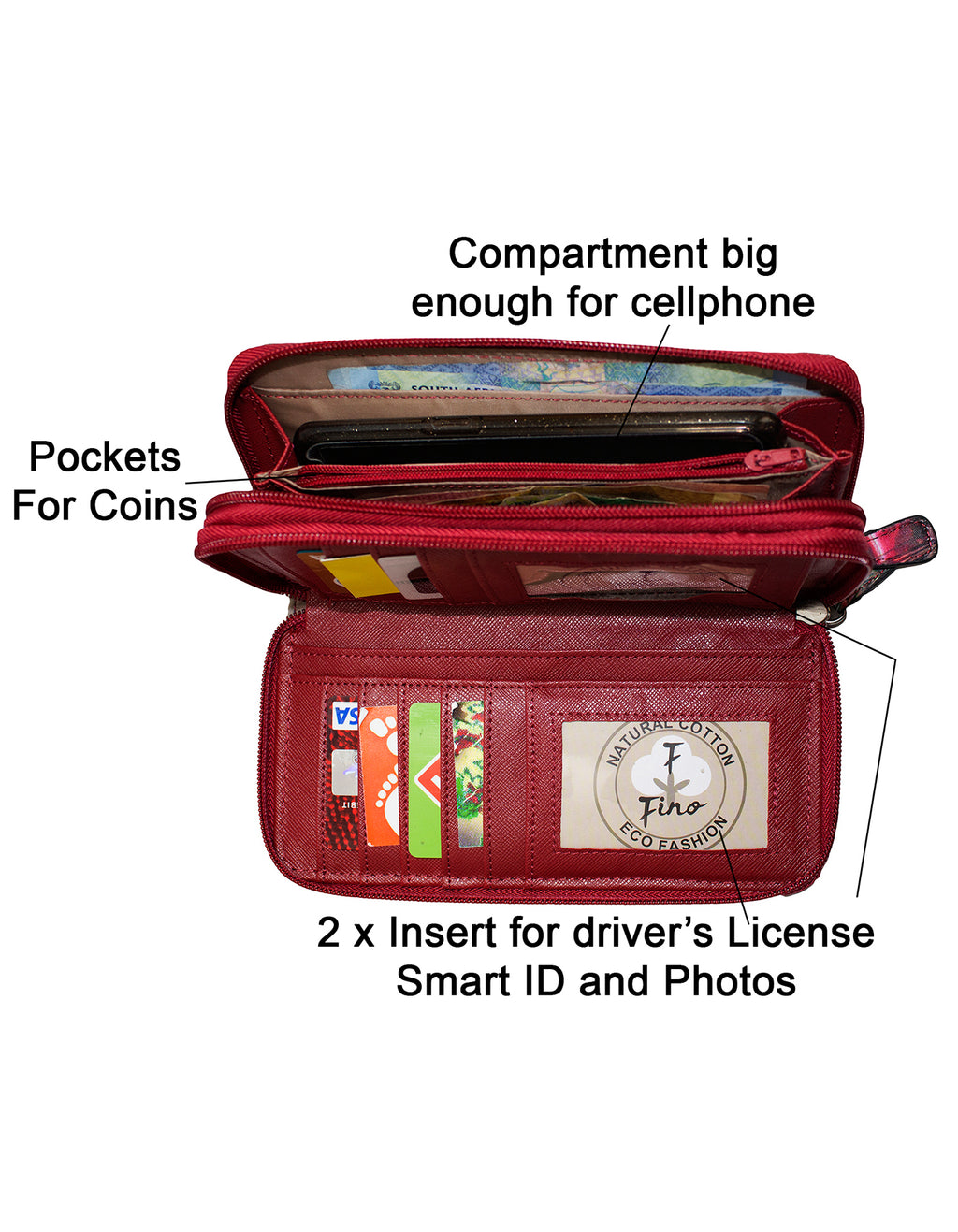 Fino 1003-798 Satin Grab & Go All in 1 Purse with Cellphone Pouch