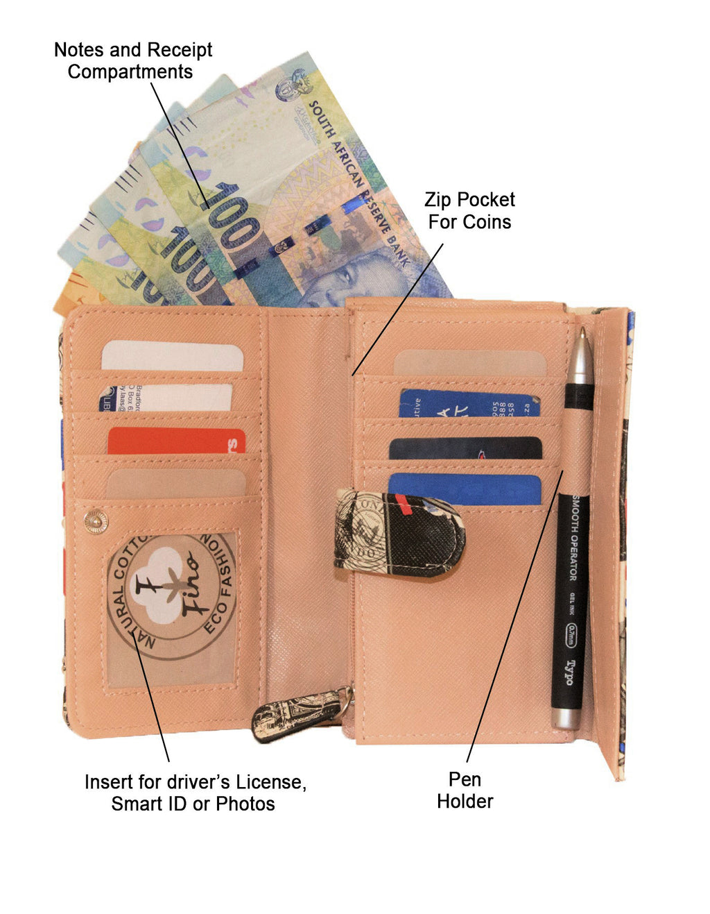 Fino 1655-093 Faux Leather Paris Designed Card Holder Organiser Purse