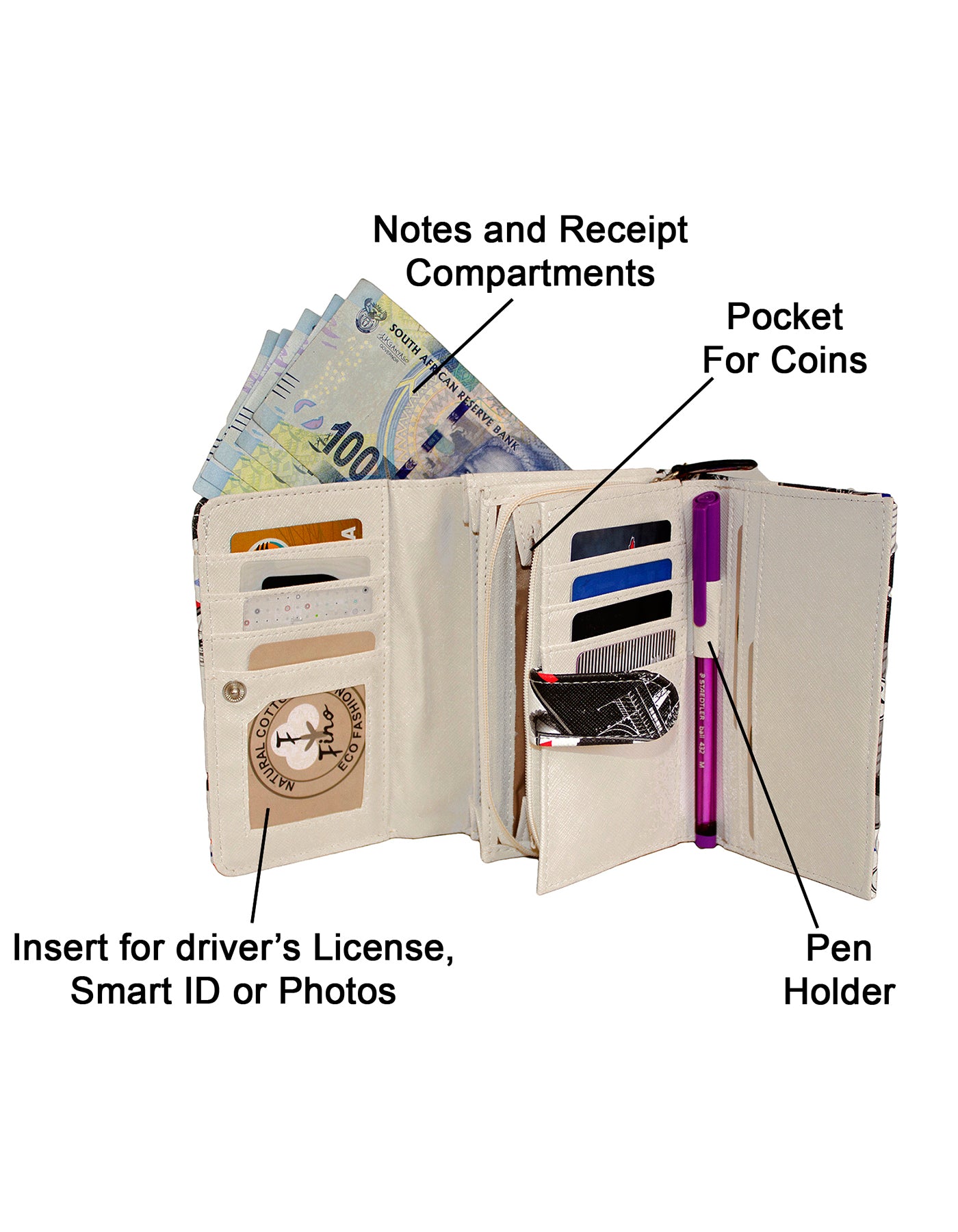 Fino 1655-093 Faux Leather Paris Designed Card Holder Organiser Purse