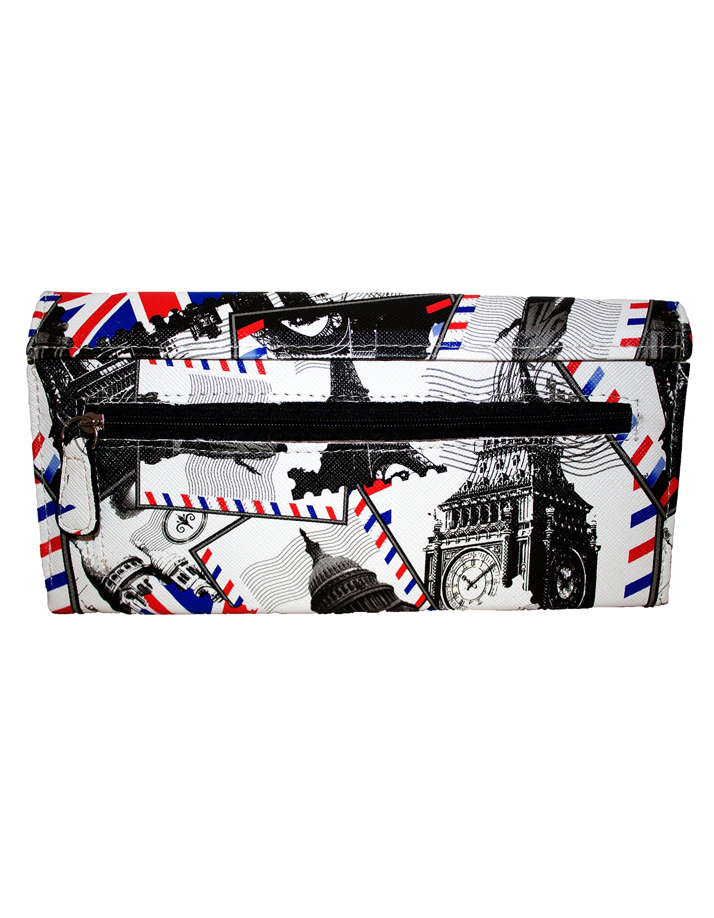 Fino 1655-765 Faux Leather London & Paris Design Long Card Holder Purse