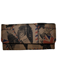 Fino 1655-765 Faux Leather London & Paris Design Long Card Holder Purse