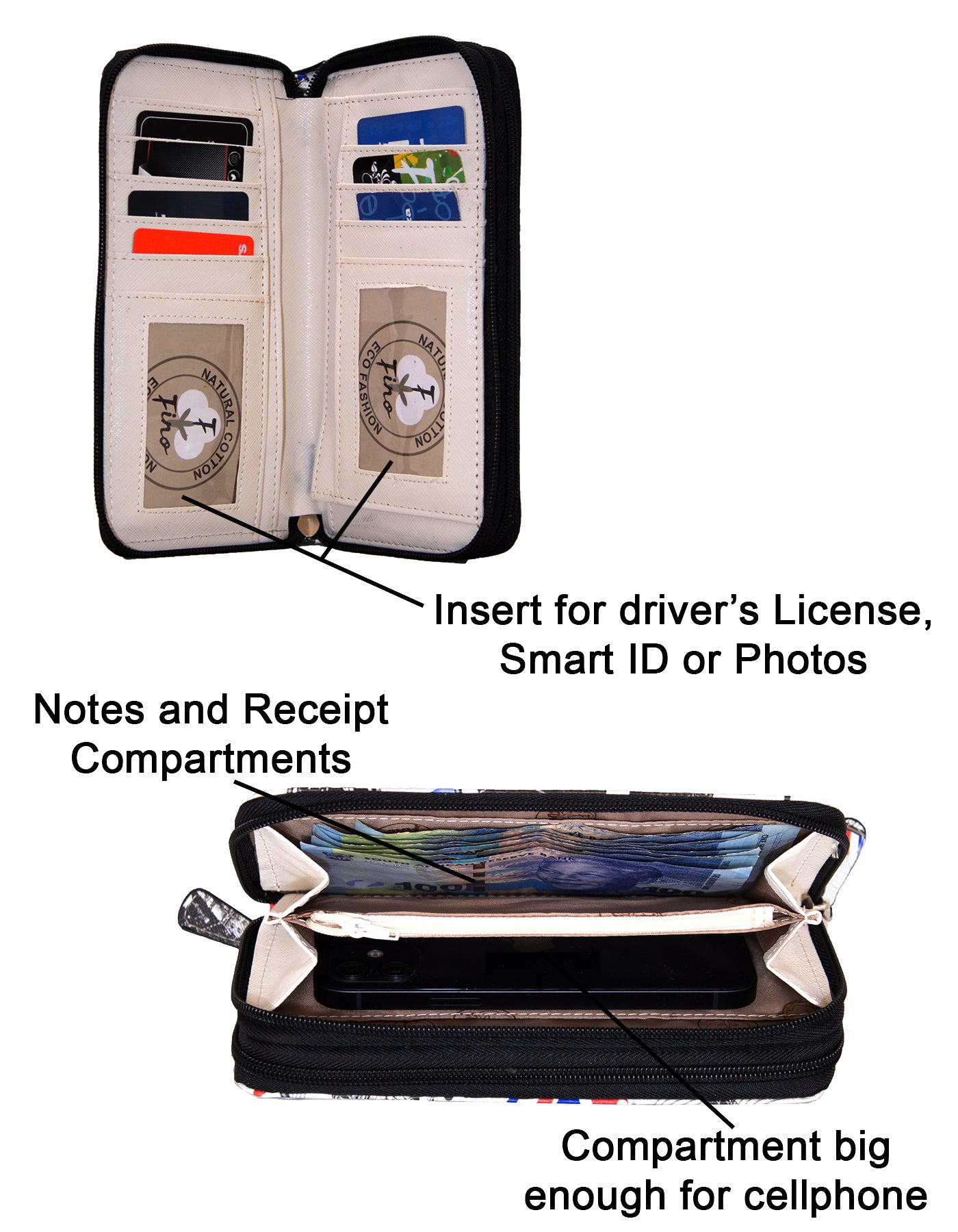 Fino 1655-798 Faux Leather Grab & Go All in 1 Purse with Cellphone Pouch