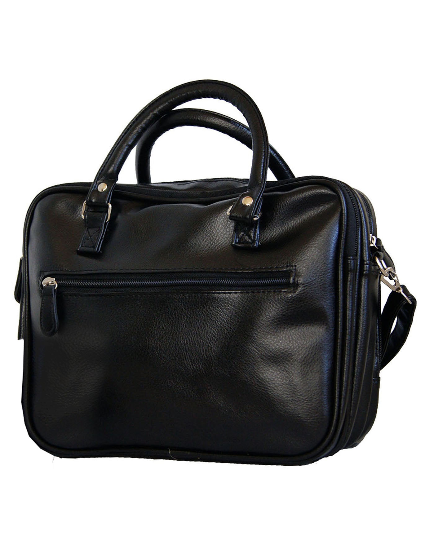 Fino 22007 Faux Leather Multi-Compartment Organizer Shoulder Bag - Black