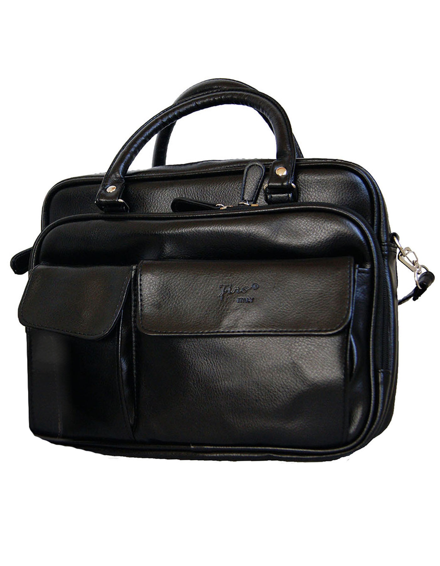 Fino 22007 Faux Leather Multi-Compartment Organizer Shoulder Bag - Black
