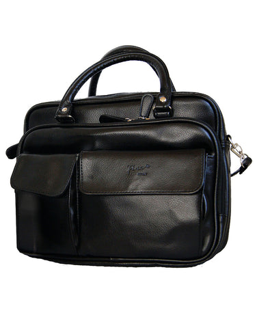 Fino 22007 Faux Leather Multi-Compartment Organizer Shoulder Bag - Black