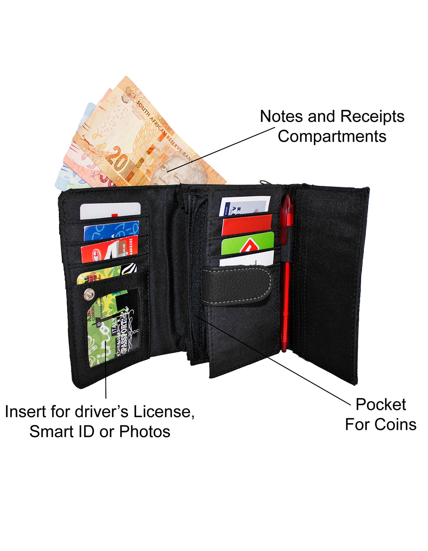 Fino 22007+1566-093 Faux Leather Multi-Compartment Shoulder Bag with Purse