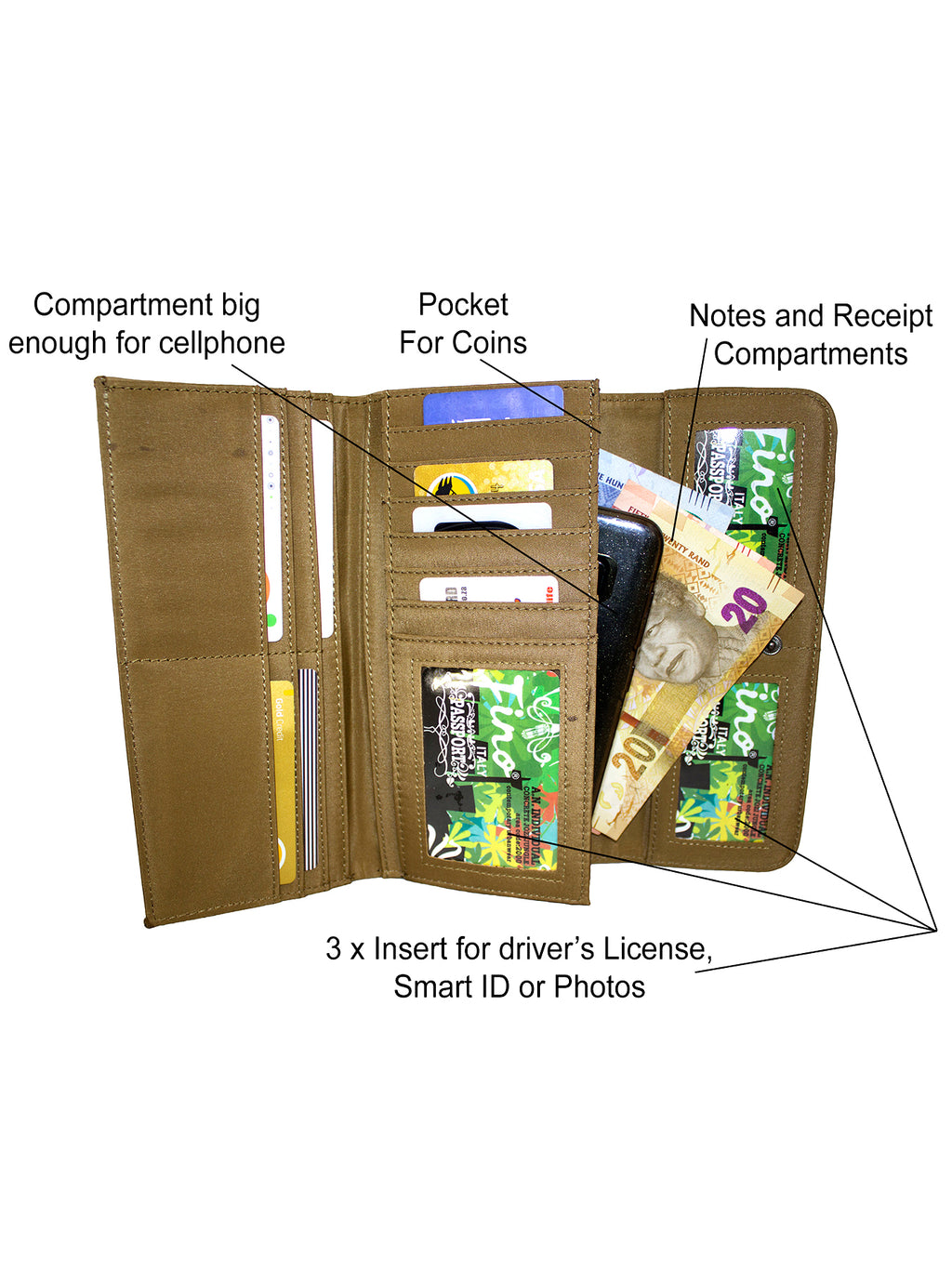 Fino 33-765 Faux Leather Elegant Long Card Holder Purse