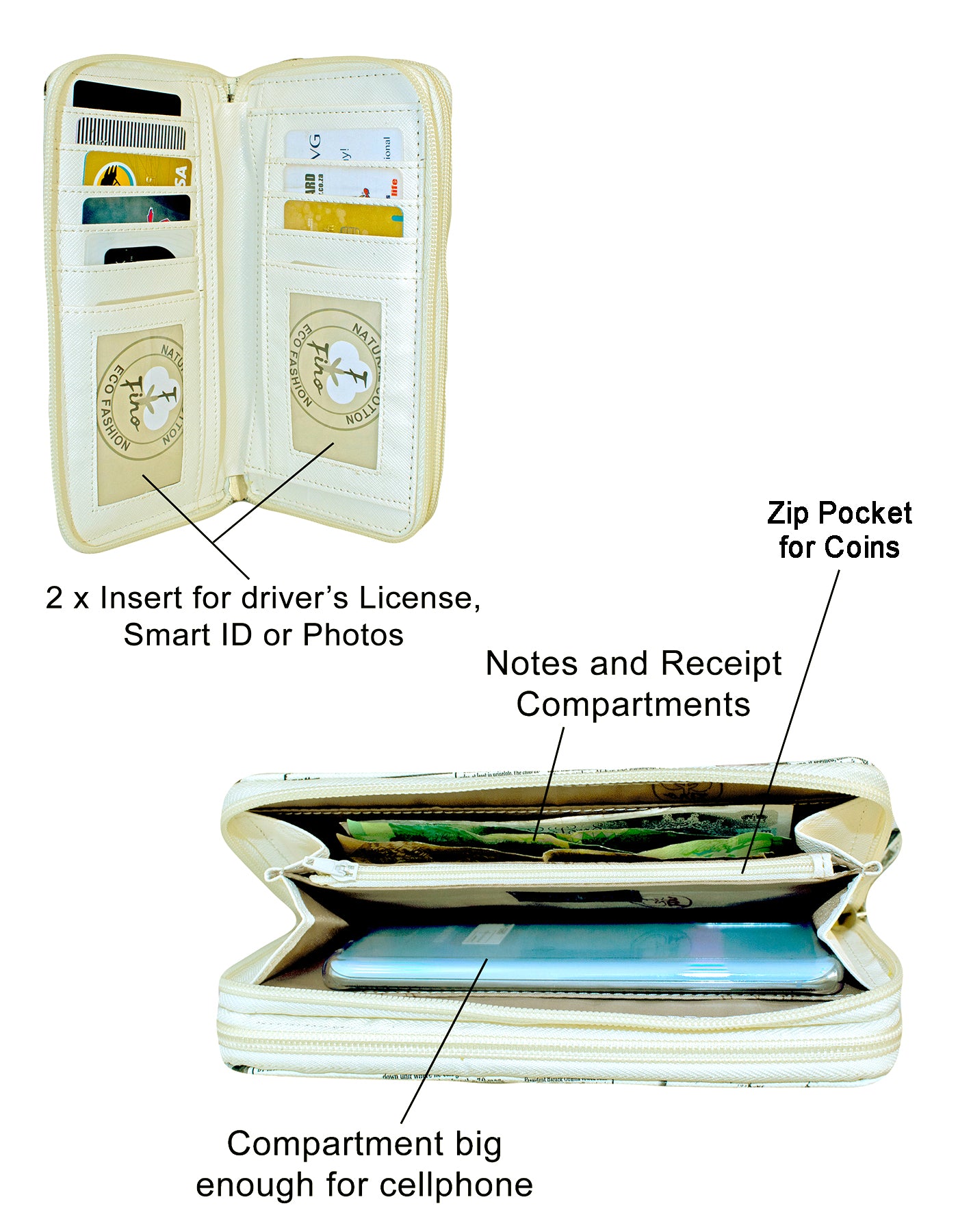 Fino 505-798B Faux Leather Grab & Go All in 1 Purse with Cellphone Pouch