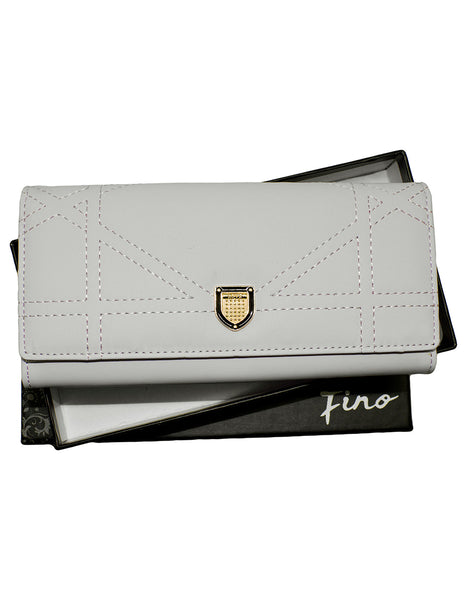 Fino 51125 Tri-Fold Faux Leather Purse with Cell Phone Compartment Holder and Gift Box