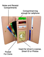 Fino 51144 Tri-Fold Faux Leather Purse with Cell Phone Compartment Holder and Gift Box
