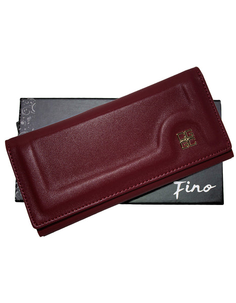 Fino 51144 Tri-Fold Faux Leather Purse with Cell Phone Compartment Holder and Gift Box