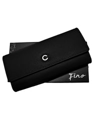 Fino 51169 Tri-Fold Faux Leather Purse with Cell Phone Compartment Holder & Gift Box