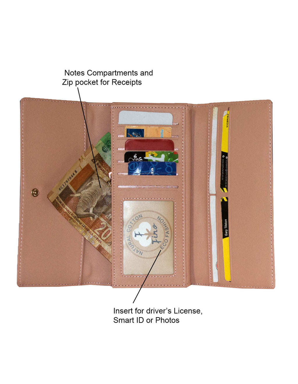 Fino 51169 Tri-Fold Faux Leather Purse with Cell Phone Compartment Holder & Gift Box