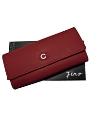 Fino 51169 Tri-Fold Faux Leather Purse with Cell Phone Compartment Holder & Gift Box