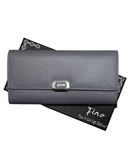 Fino 51333 Tri-Fold Faux Leather Cell Phone Compartment Purse with Box