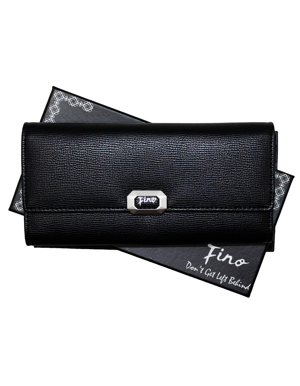 Fino 51333 Tri-Fold Faux Leather Cell Phone Compartment Purse with Box