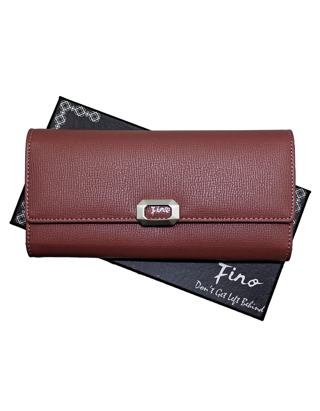 Fino 51333 Tri-Fold Faux Leather Cell Phone Compartment Purse with Box