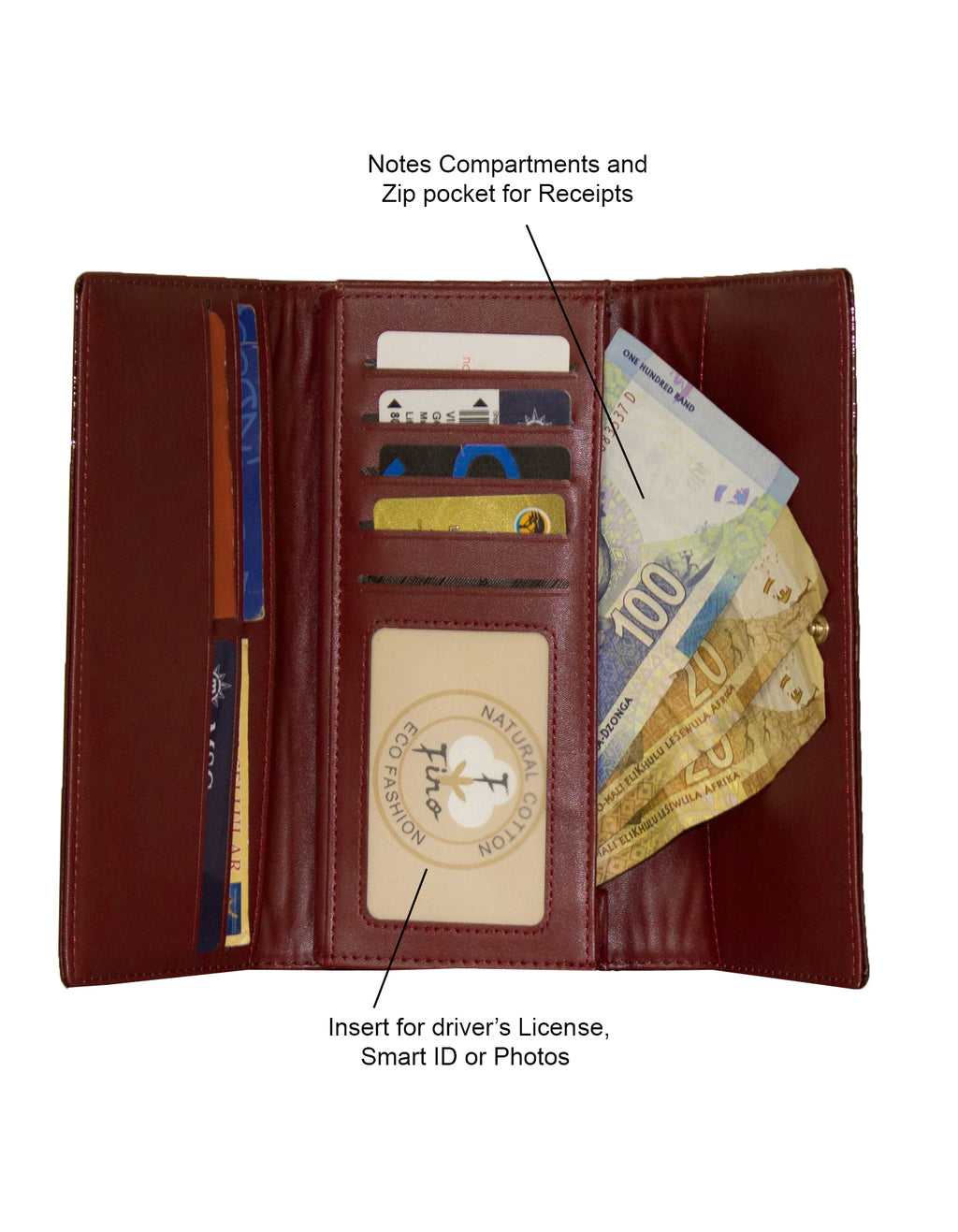 Fino 51334 Elegant Faux Leather Purse with Cell Phone Compartment Holder and Gift Box