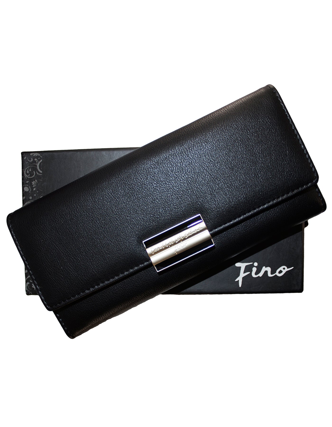 Fino 5696 Flap Over Faux Leather Purse with Cellphone Pouch & Box