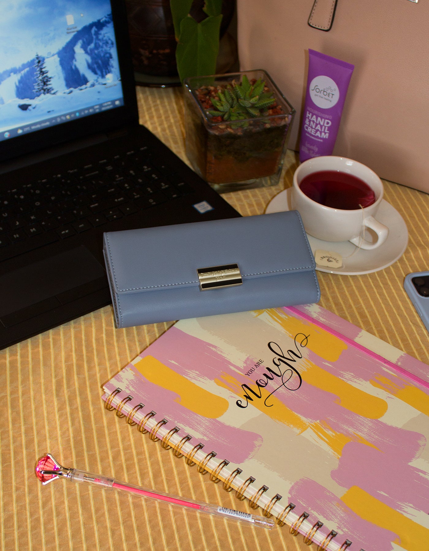 Fino 5696 Flap Over Faux Leather Purse with Cellphone Pouch & Box