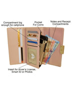 Fino 5696 Flap Over Faux Leather Purse with Cellphone Pouch & Box
