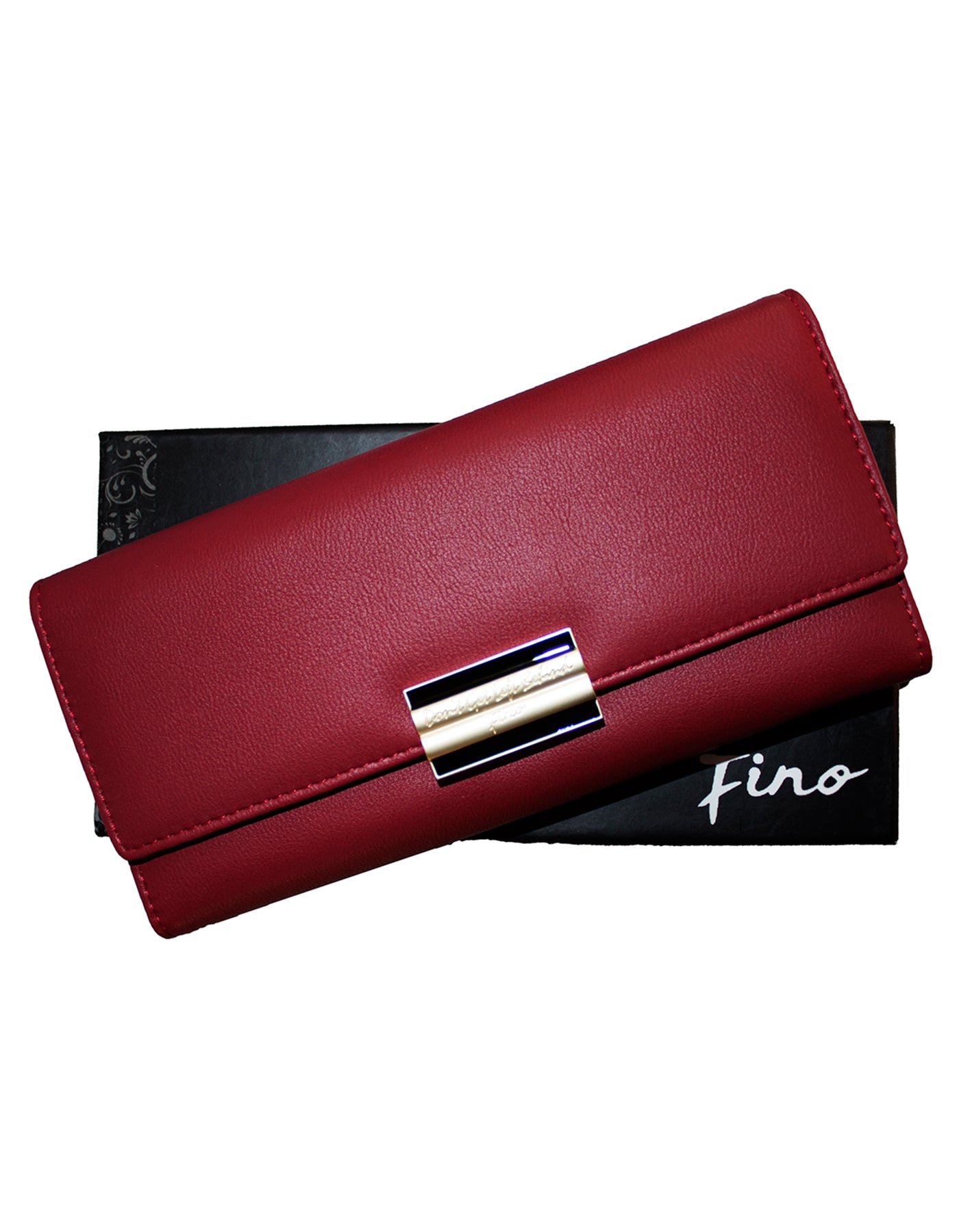 Fino 5696 Flap Over Faux Leather Purse with Cellphone Pouch & Box