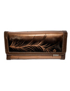 Fino 608-765 Leaf Printed Patent Faux Leather Long Card Holder Purse