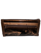Fino 608-765 Leaf Printed Patent Faux Leather Long Card Holder Purse
