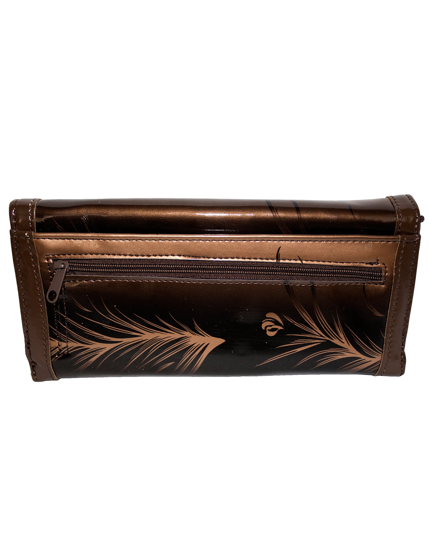 Fino 608-765 Leaf Printed Patent Faux Leather Long Card Holder Purse