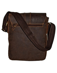 Fino 8080 Full Grain Crazy Horse tab  Genuine Leather Sling Bag - Brown
