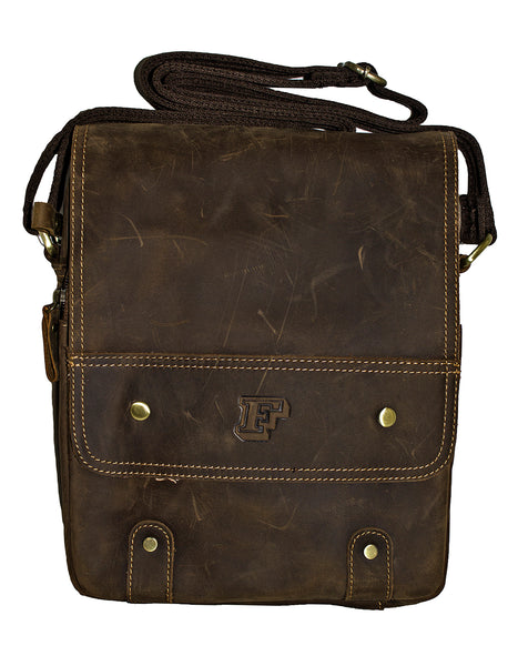 Fino 8081 Full Grain Crazy Horse tab  Genuine Leather Sling Bag - Brown